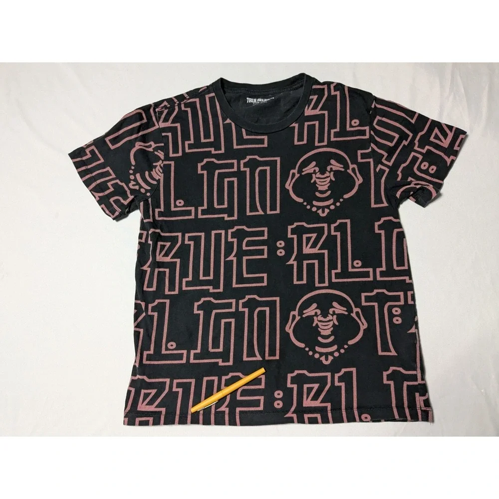 True Religion Buddha Allover Print Black T-shirt - Men Medium‎